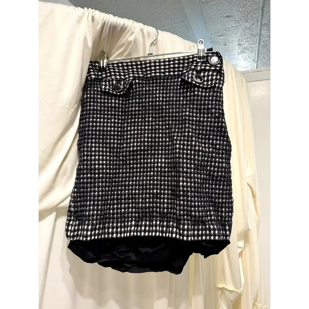 Ann Taylor Tweed Mini Skirt Black White Houndstooth A-Line Women’s Size 6 - Picture 8 of 9